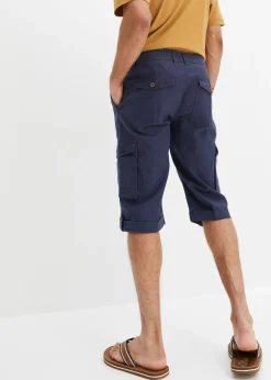 Hombre bonprix bonprix Bermudas cargo largas, regular fit, de mezcla de lino ligera