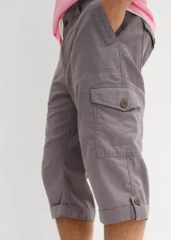 Hombre bonprix bonprix Bermudas cargo largas, regular fit, de mezcla de lino ligera