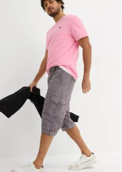 Hombre bonprix bonprix Bermudas cargo largas, regular fit, de mezcla de lino ligera