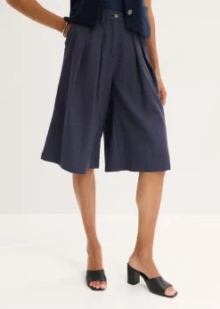 bonprix bonprix Shorts|Pantalones>Bermudas con pinzas negro-índigo moteado