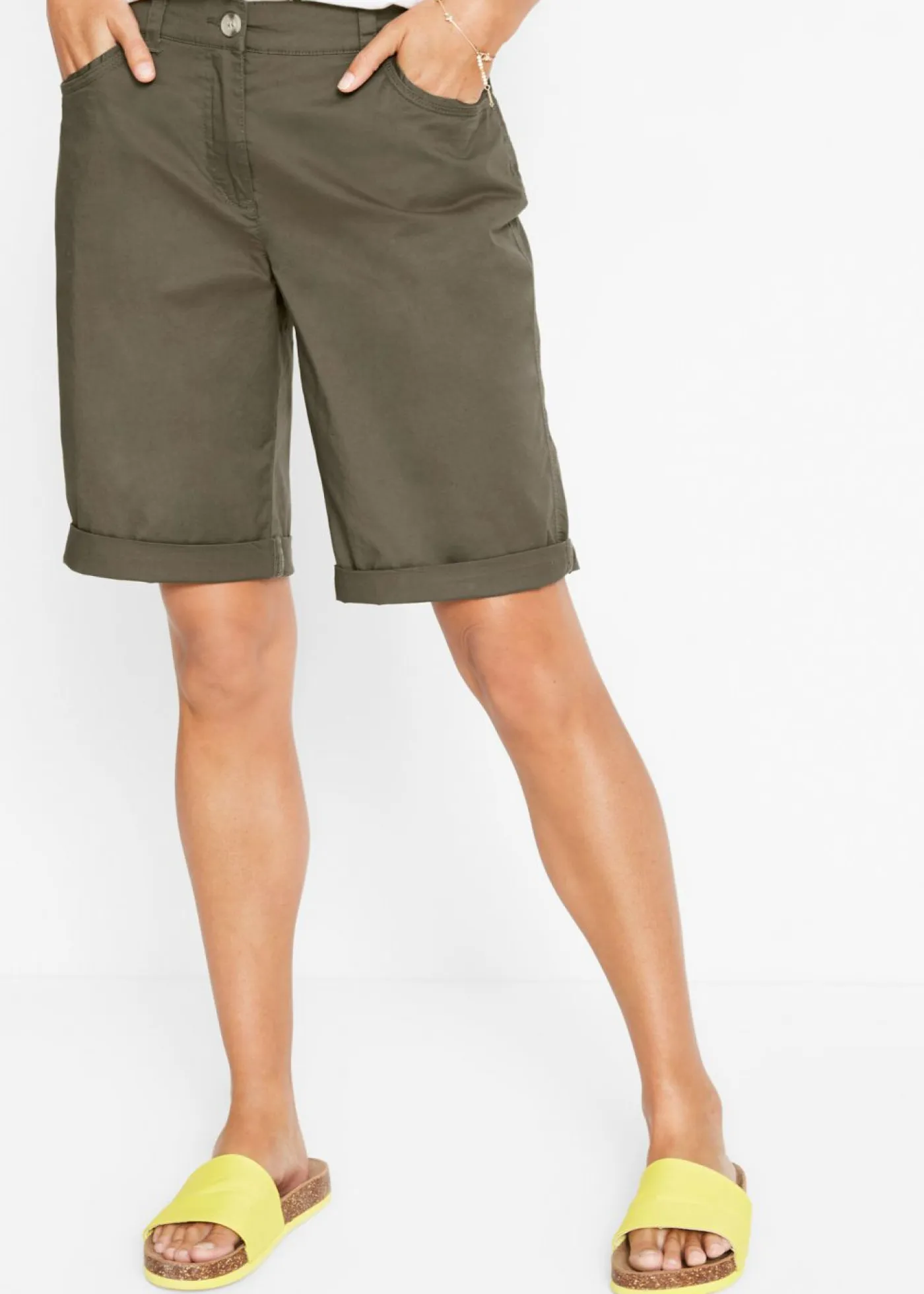 Mujer bonprix bonprix Bermudas de algodón con cinturilla cómoda