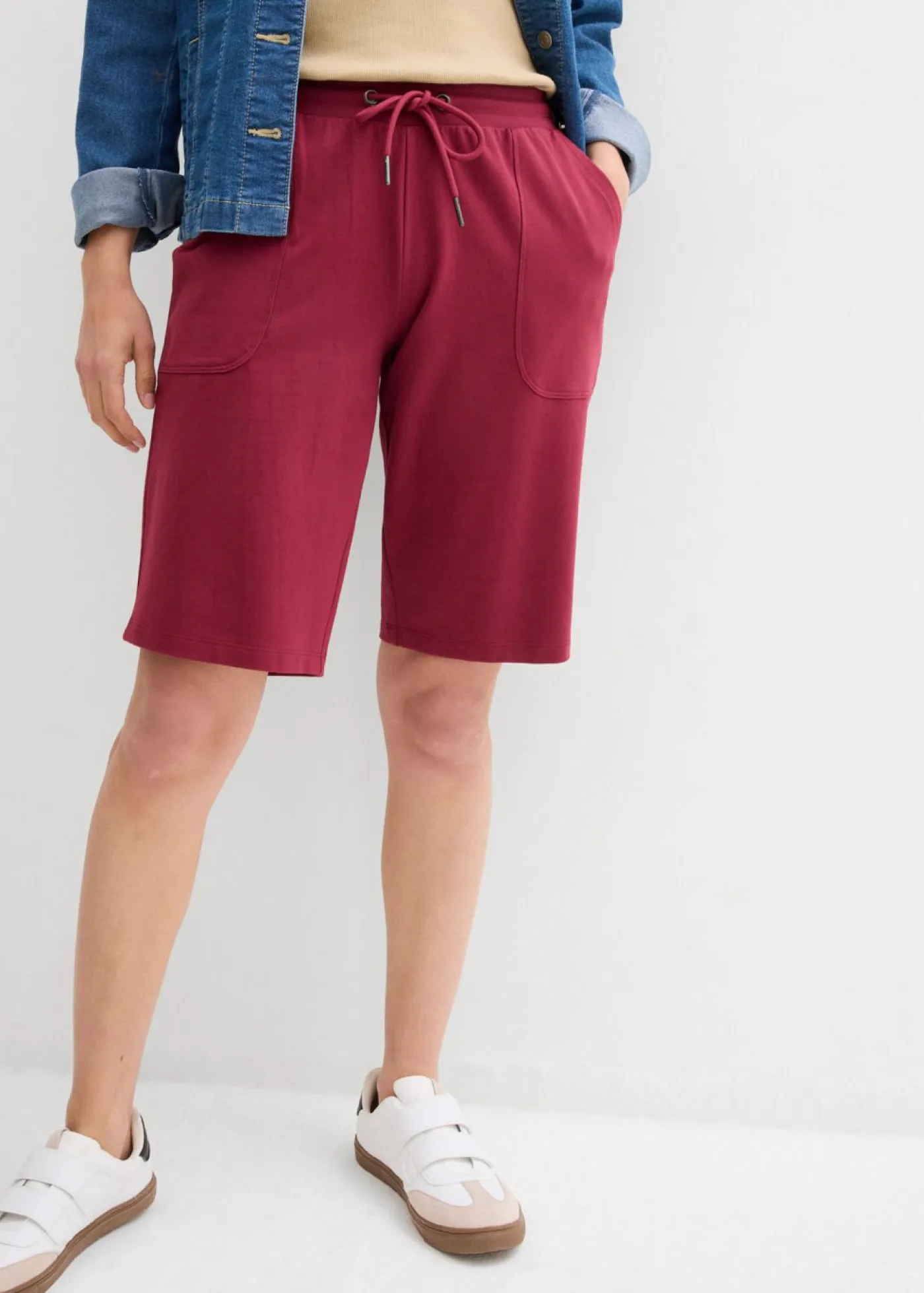bonprix bonprix Shorts|Básicos>Bermudas de chándal de algodón puro Rojo azalea