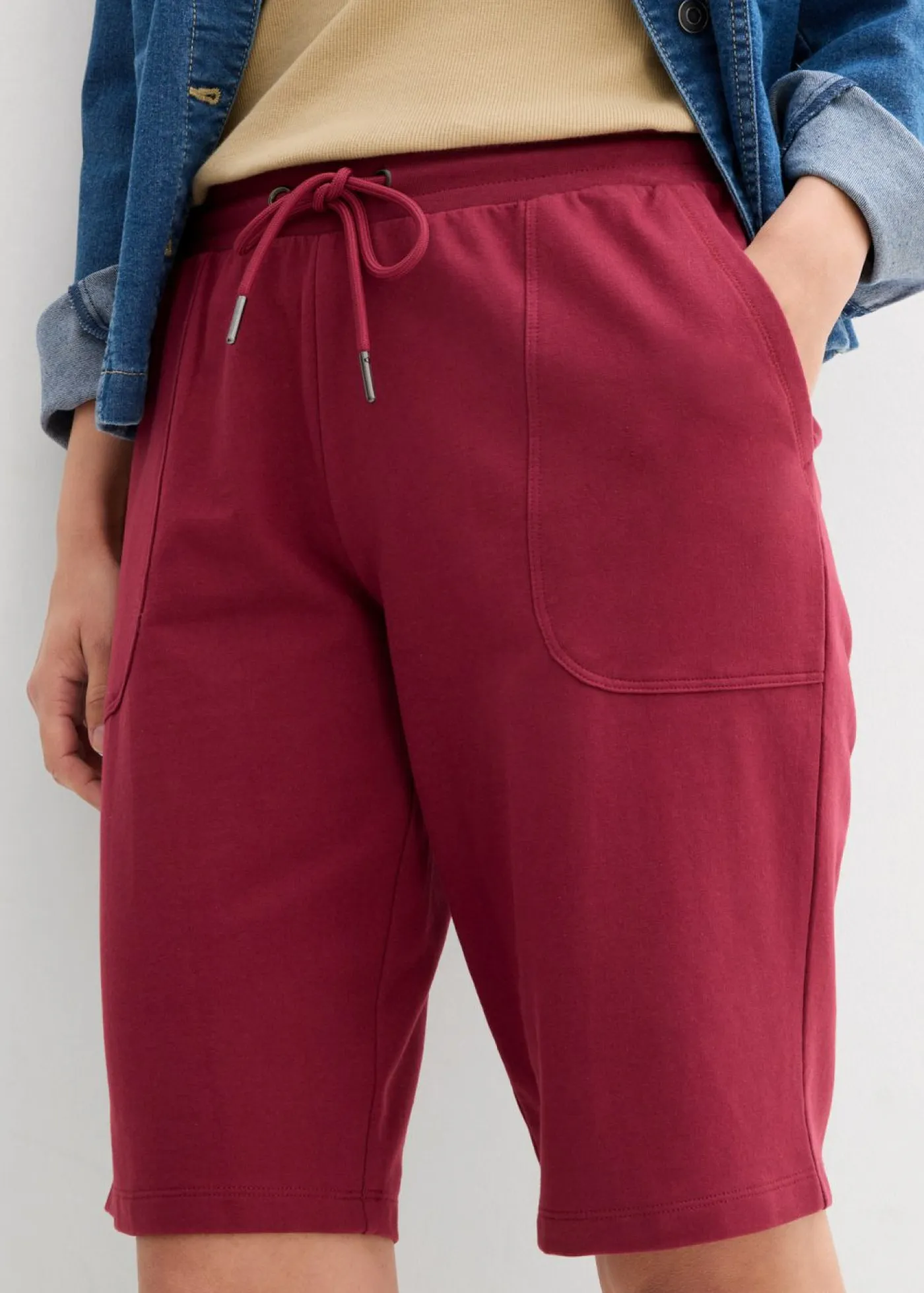 bonprix bonprix Shorts|Básicos>Bermudas de chándal de algodón puro Rojo azalea