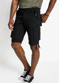 bonprix bonprix Shorts|Pantalones>Bermudas de estilo cargo, regular fit Negro
