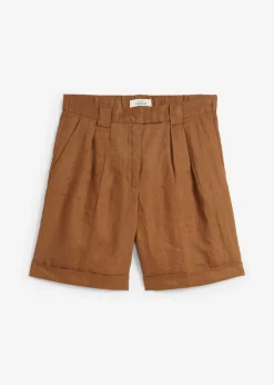 bonprix bonprix Premium|Shorts>Bermudas de lino puro Marrón coñac