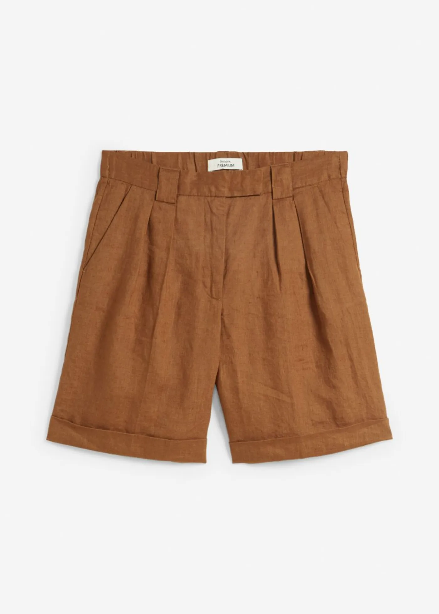 bonprix bonprix Premium|Shorts>Bermudas de lino puro Marrón coñac