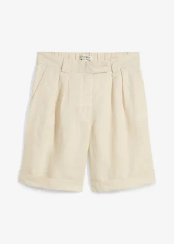 bonprix bonprix Premium|Shorts>Bermudas de lino puro Arena claro