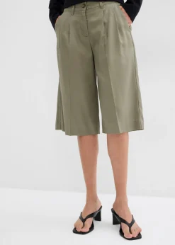 bonprix bonprix Esenciales|Shorts>Bermudas de lyocell fluido verde oliva mate