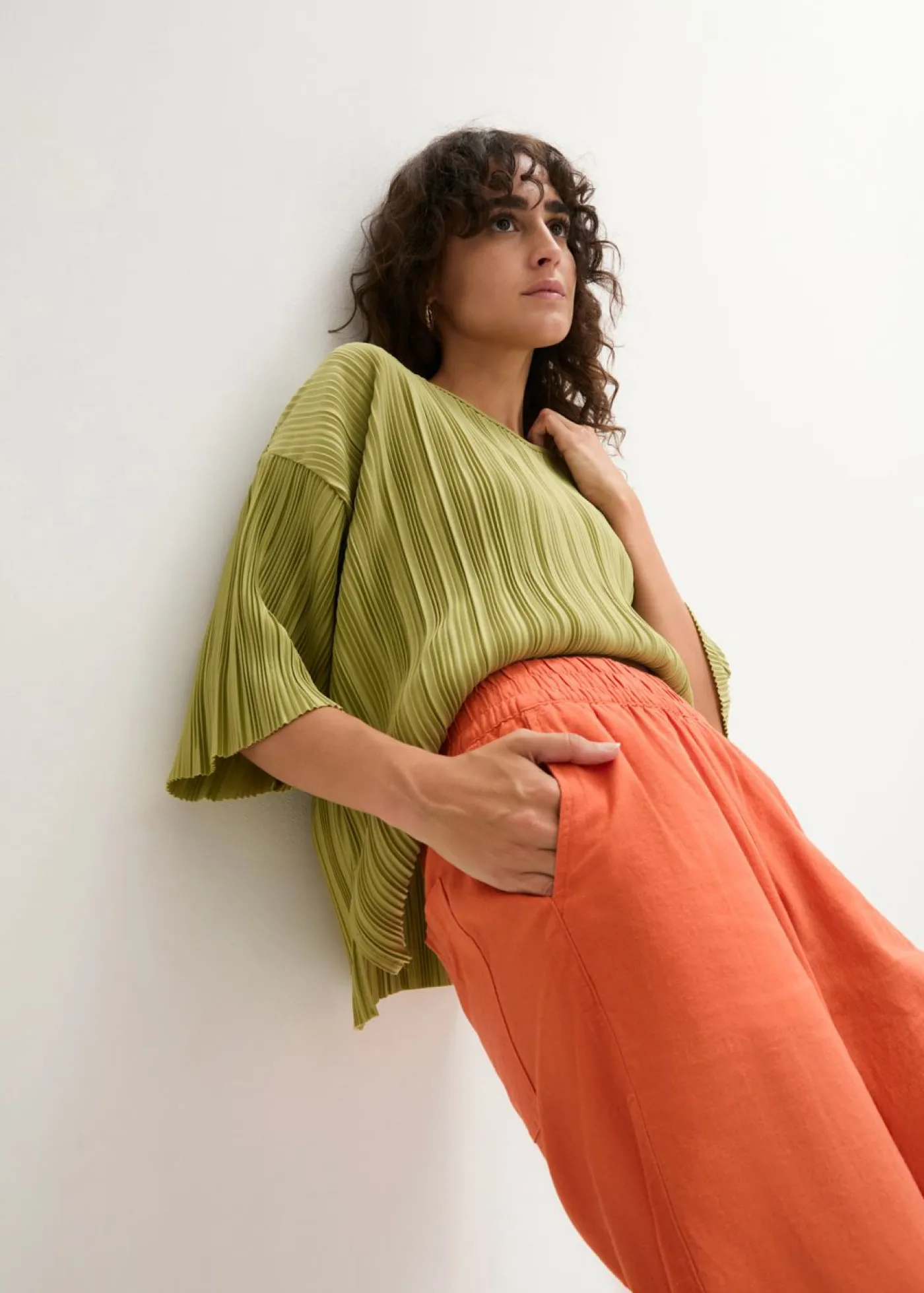 bonprix bonprix Shorts|Pantalones>Bermudas de mezcla de lino y viscosa Naranja cobrizo