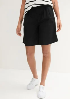 bonprix bonprix Shorts|Pantalones>Bermudas de mezcla de lino y algodón Negro