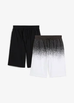 bonprix bonprix Ropa 9 A 16 Años·Shorts|Ropa 9 A 16 Años·Packs De Ropa>Bermudas de punto (2 unidades) de algodón orgánico puro Negro-blanco