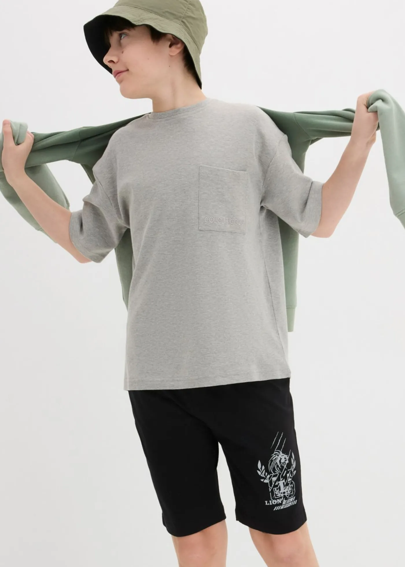 bonprix bonprix Ropa 9 A 16 Años·Shorts|Ropa 9 A 16 Años·Packs De Ropa>Bermudas de punto (2 unidades) con algodón orgánico Negro+gris claro jaspeado