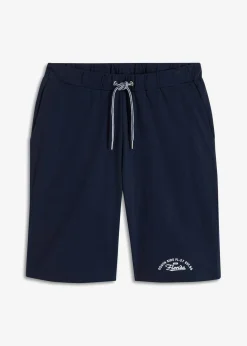 bonprix bonprix Shorts|Ropa Deportiva>Bermudas de punto de algodón orgánico puro Azul marino estampado