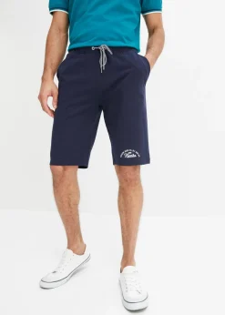 bonprix bonprix Shorts|Ropa Deportiva>Bermudas de punto de algodón orgánico puro Azul marino estampado