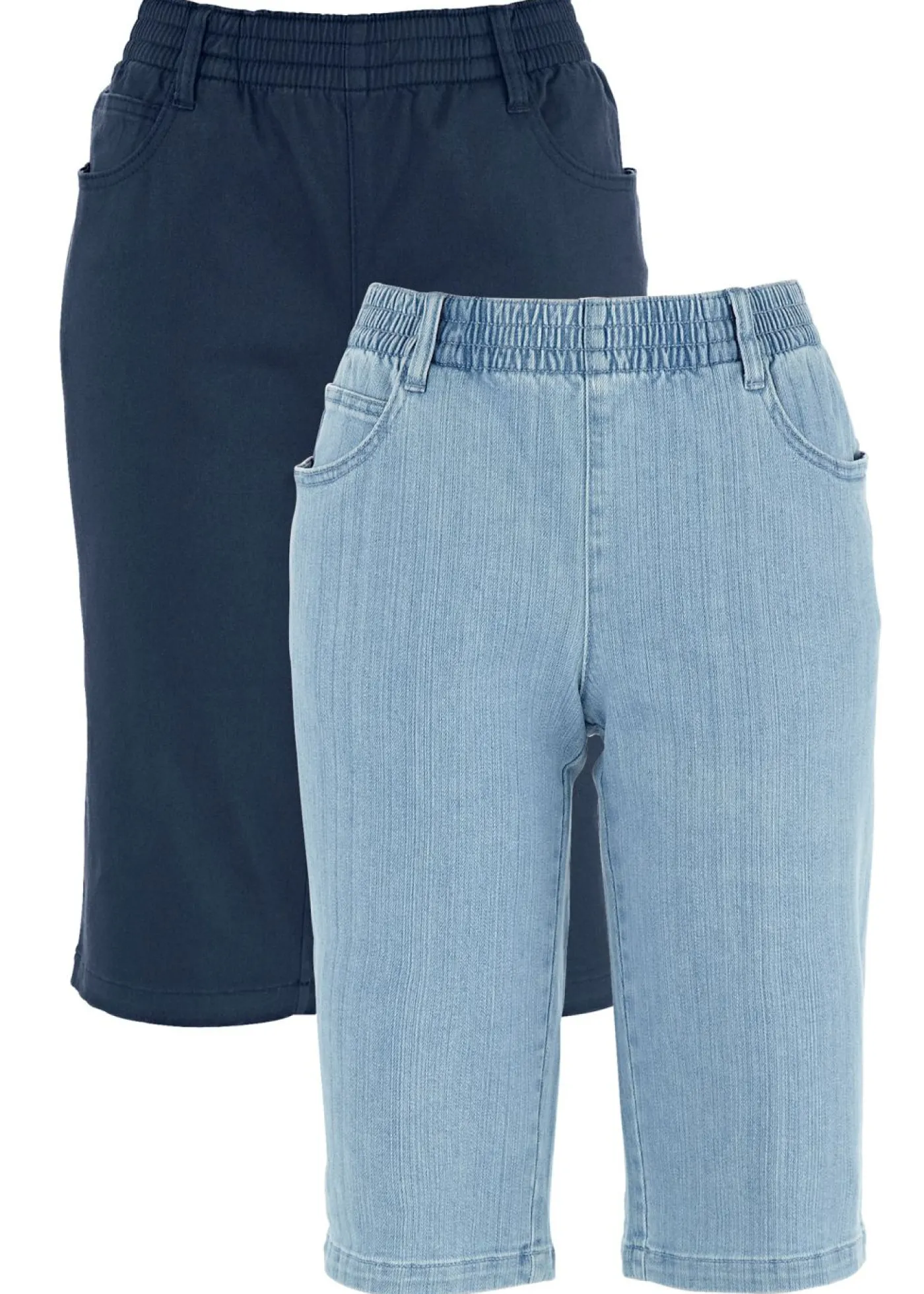 bonprix bonprix Shorts>Bermudas elásticas (2 unidades) azul marino+denim claro
