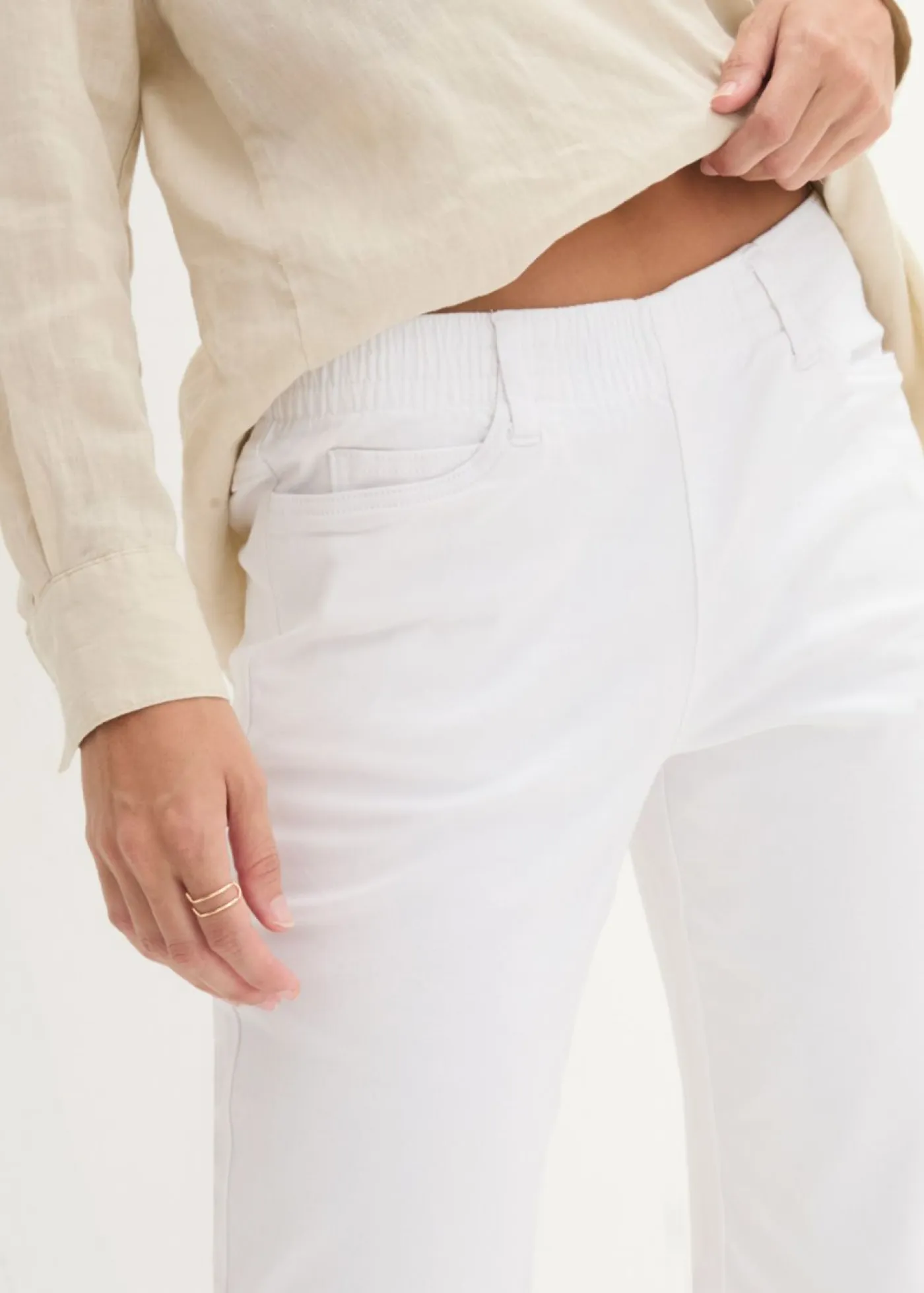 bonprix bonprix Shorts>Bermudas elásticas (2 unidades) Blanco + azul blanqueado