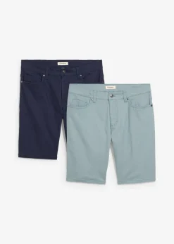 bonprix bonprix Shorts|Básicos En Rebajas>Bermudas elásticas con corte regular (2 unidades) Azul marino + plomo