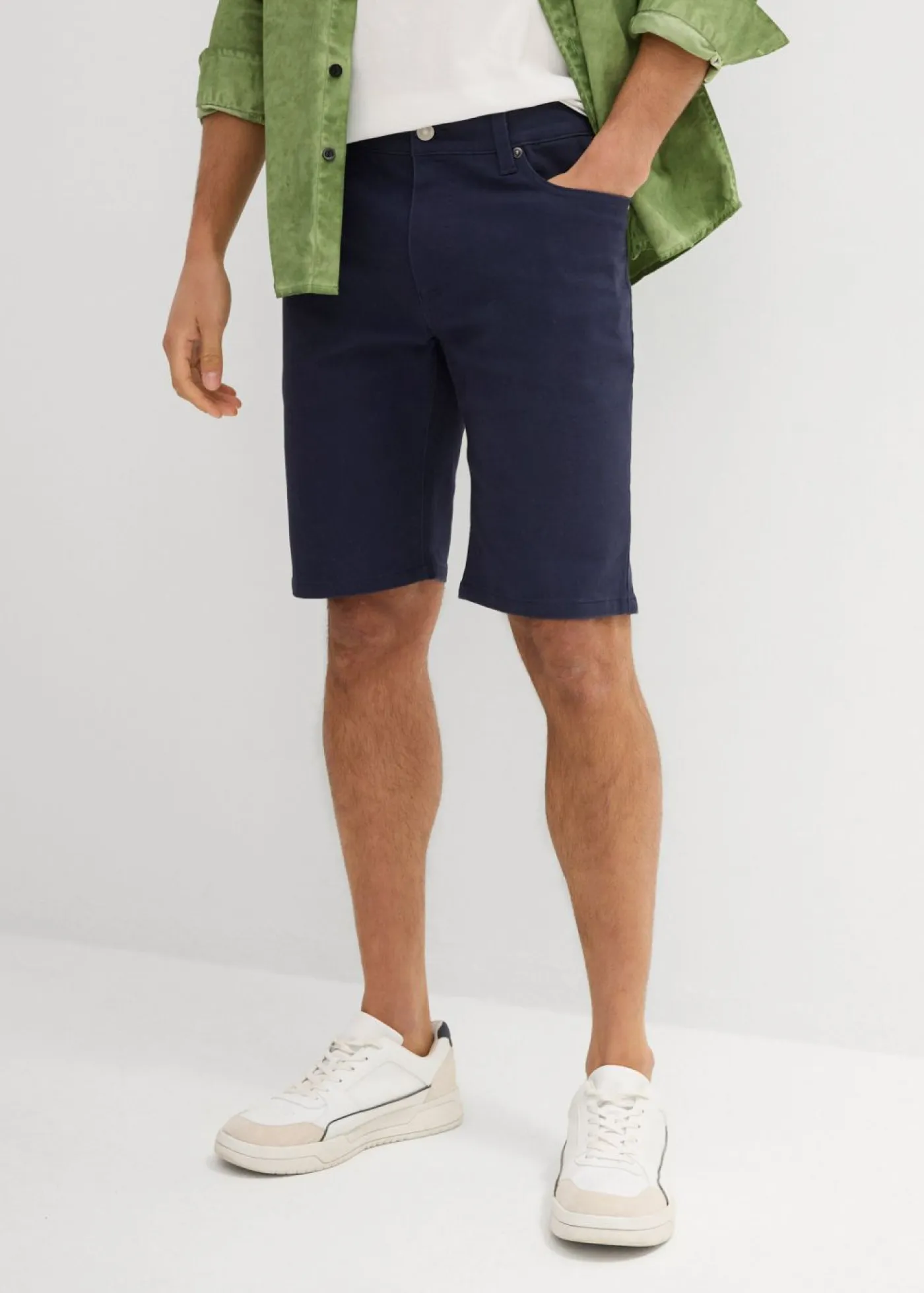 bonprix bonprix Shorts|Básicos En Rebajas>Bermudas elásticas con corte regular (2 unidades) Azul marino + plomo