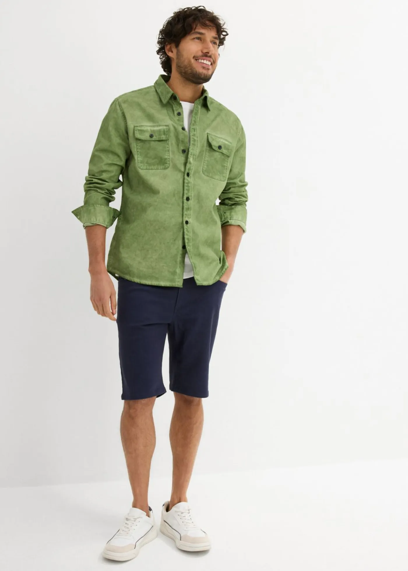 bonprix bonprix Shorts|Básicos En Rebajas>Bermudas elásticas con corte regular (2 unidades) Azul marino + plomo