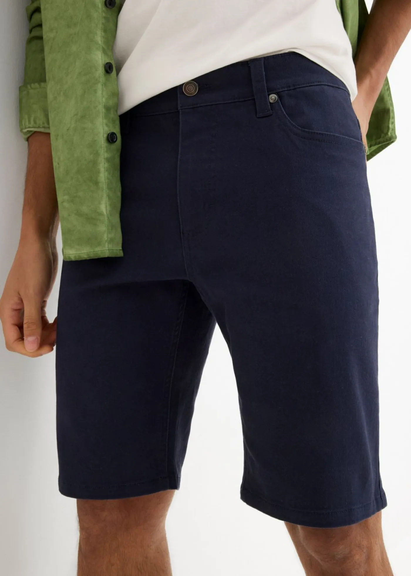 bonprix bonprix Shorts|Básicos En Rebajas>Bermudas elásticas con corte regular (2 unidades) Azul marino + plomo