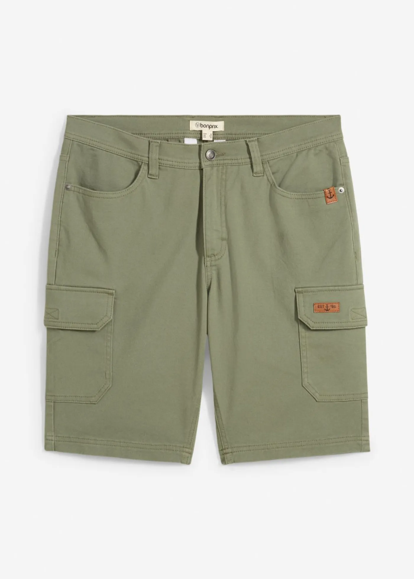 bonprix bonprix Shorts|Pantalones>Bermudas elásticas con corte ajustado Verde oliva