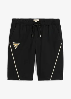 bonprix bonprix Shorts|Pantalones>Bermudas elásticas sin cierre con corte holgado Negro-blanco lana