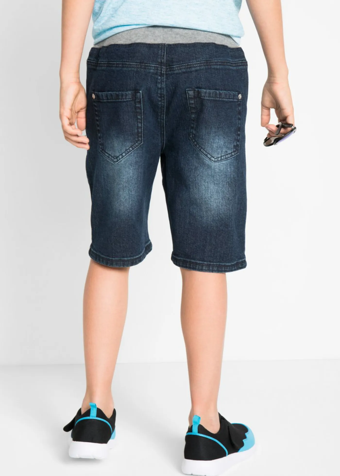 bonprix bonprix Ropa 9 A 16 Años·Jeans|Ropa 9 A 16 Años·Shorts>Bermudas elásticas vaqueras sin cierre con corte regular denim oscuro