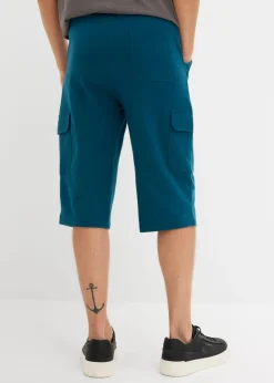 Hombre bonprix bonprix Bermudas largas de chándal, estilo cargo, de algodón puro, regular fit