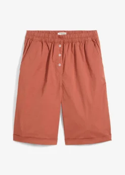 bonprix bonprix Shorts|Pantalones>Bermudas papertouch de mezcla de algodón Coñac