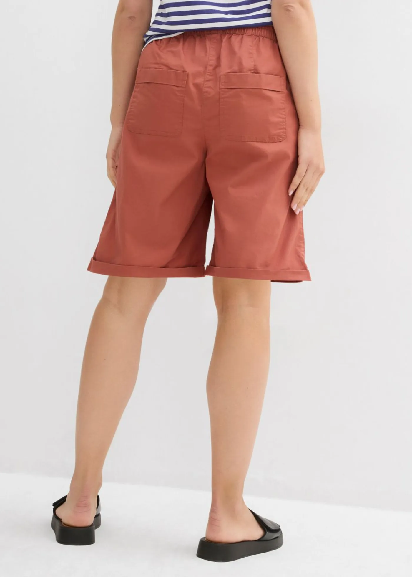 bonprix bonprix Shorts|Pantalones>Bermudas papertouch de mezcla de algodón Coñac