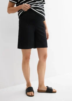 Mujer bonprix bonprix Bermudas premamá 2 en 1 de lino y algodón con banda abdominal