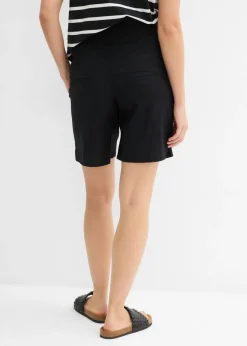 Mujer bonprix bonprix Bermudas premamá 2 en 1 de lino y algodón con banda abdominal