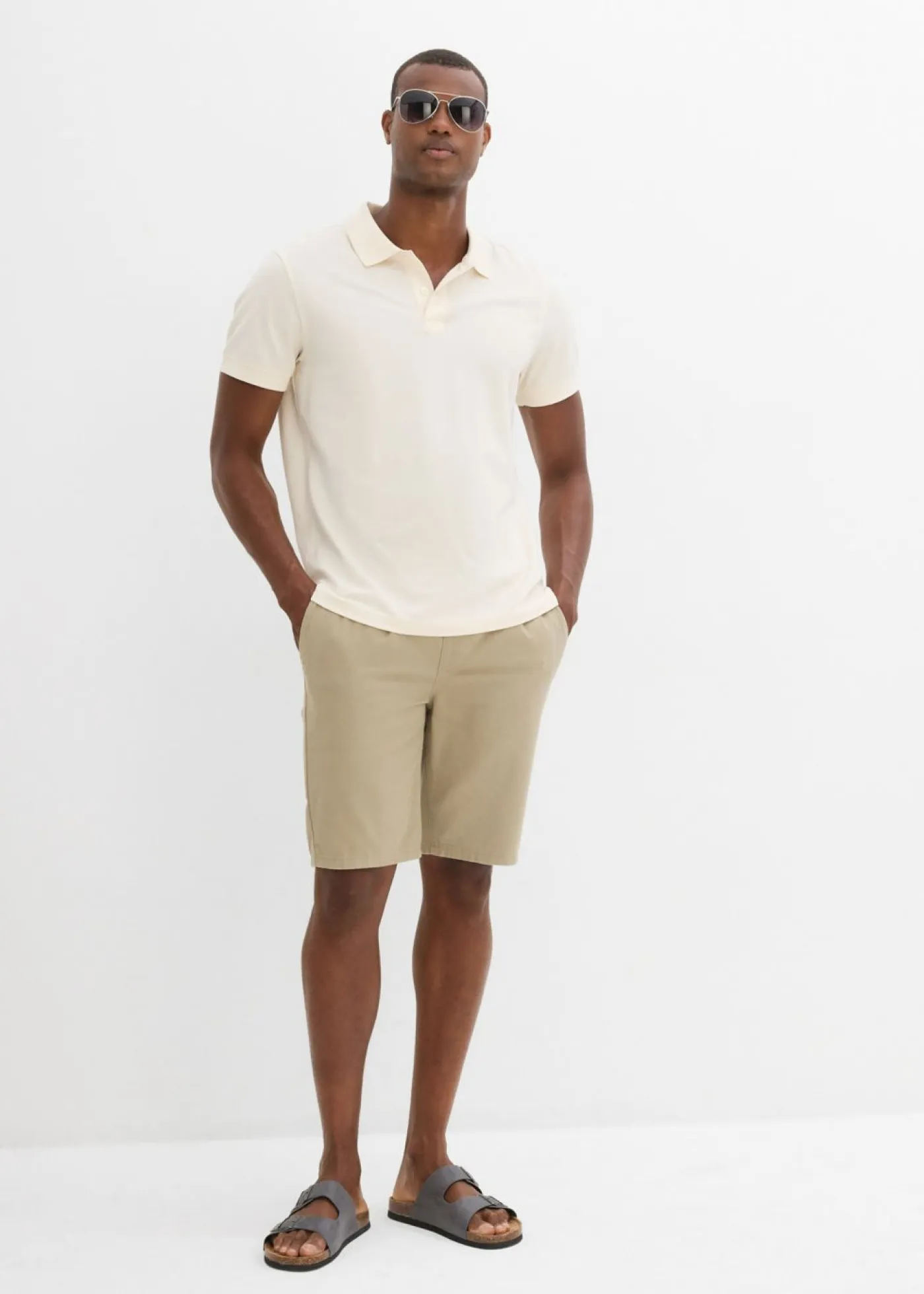 bonprix bonprix Shorts|Pantalones>Bermudas sin cierre de algodón puro con corte regular Caqui nuevo