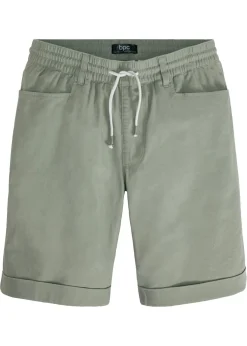 bonprix bonprix Shorts|Pantalones>Bermudas sin cierre de mezcla de lino con corte regular Verde alga