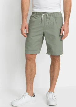 bonprix bonprix Shorts|Pantalones>Bermudas sin cierre de mezcla de lino con corte regular Verde alga