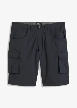 bonprix bonprix Shorts|Pantalones>Bermudas tipo cargo de algodón puro con corte relajado Negro + gris ahumado