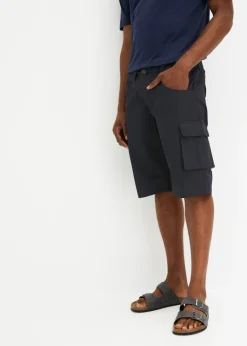 bonprix bonprix Shorts|Pantalones>Bermudas tipo cargo de algodón puro con corte relajado Negro + gris ahumado
