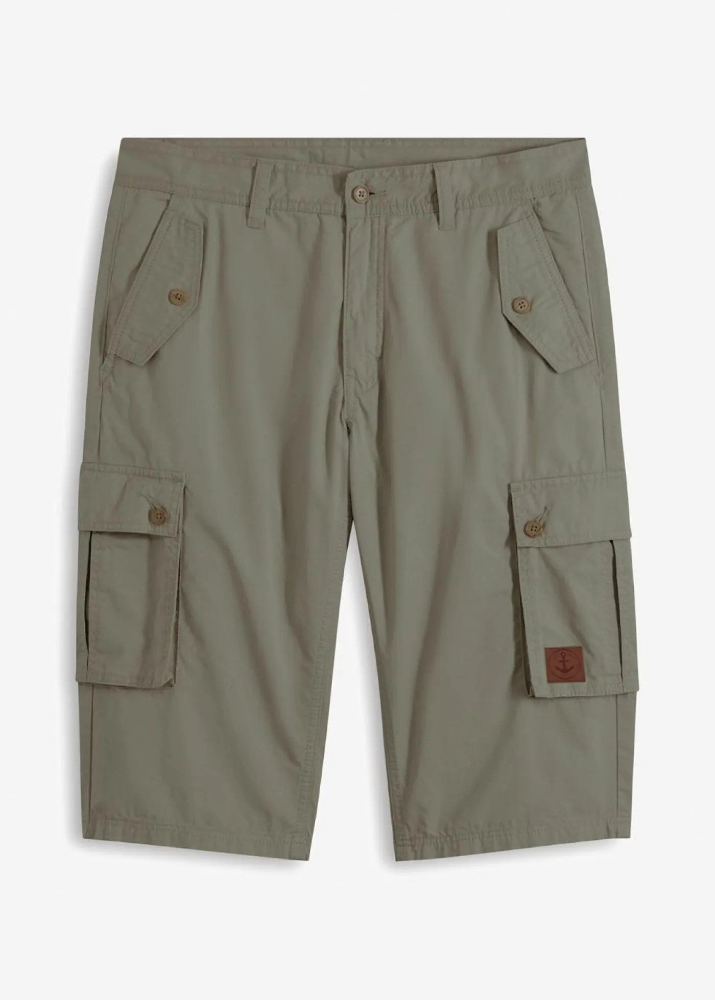 bonprix bonprix Shorts|Pantalones>Bermudas tipo cargo de algodón puro con corte regular verde oliva mate