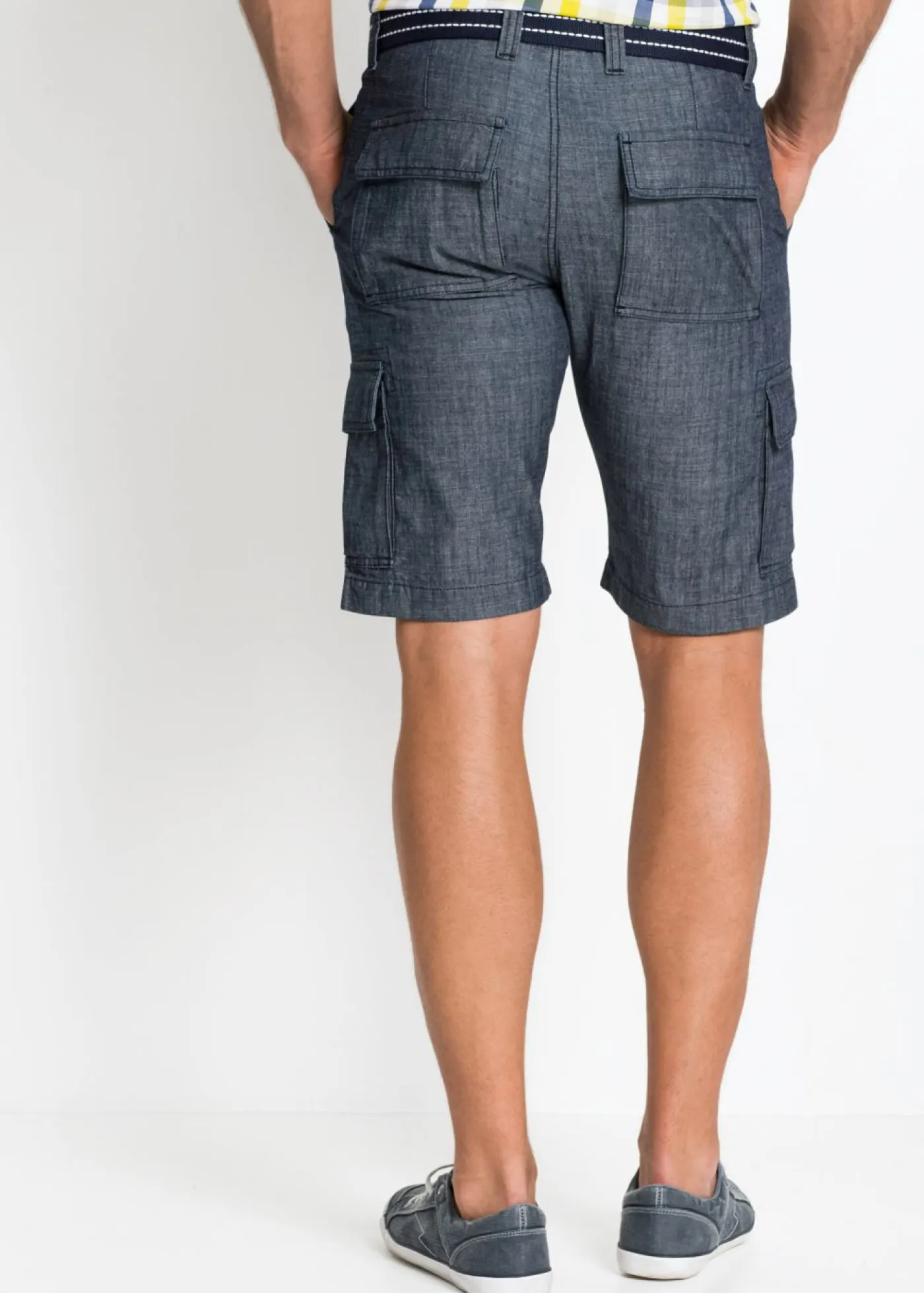 bonprix bonprix Shorts|Pantalones>Bermudas tipo cargo de algodón puro con corte holgado Azul marino