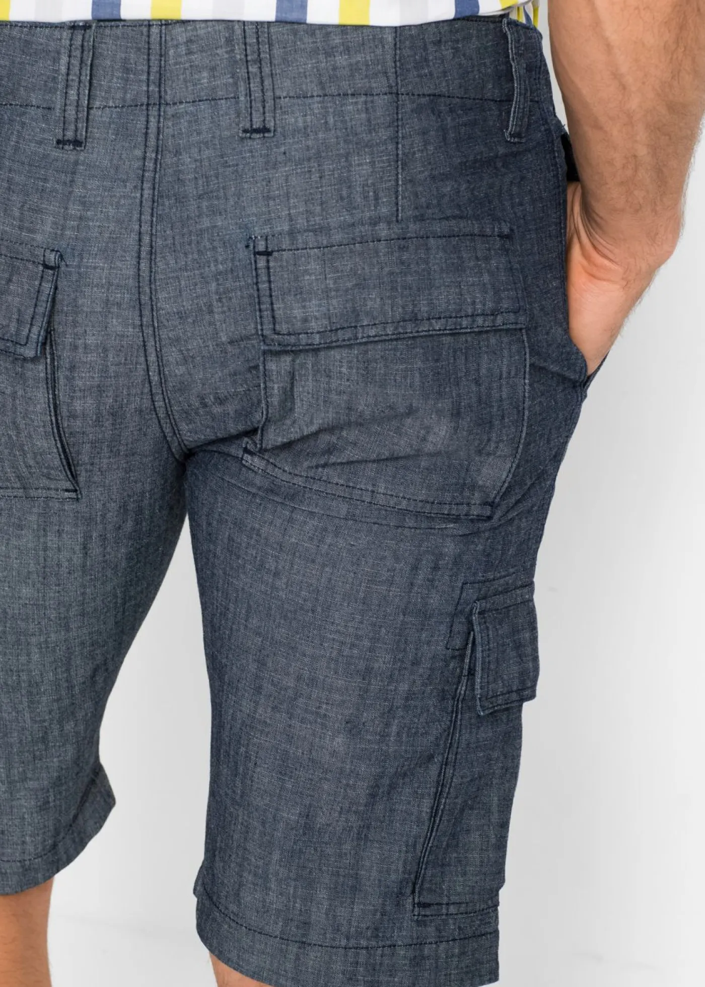 bonprix bonprix Shorts|Pantalones>Bermudas tipo cargo de algodón puro con corte holgado Azul marino