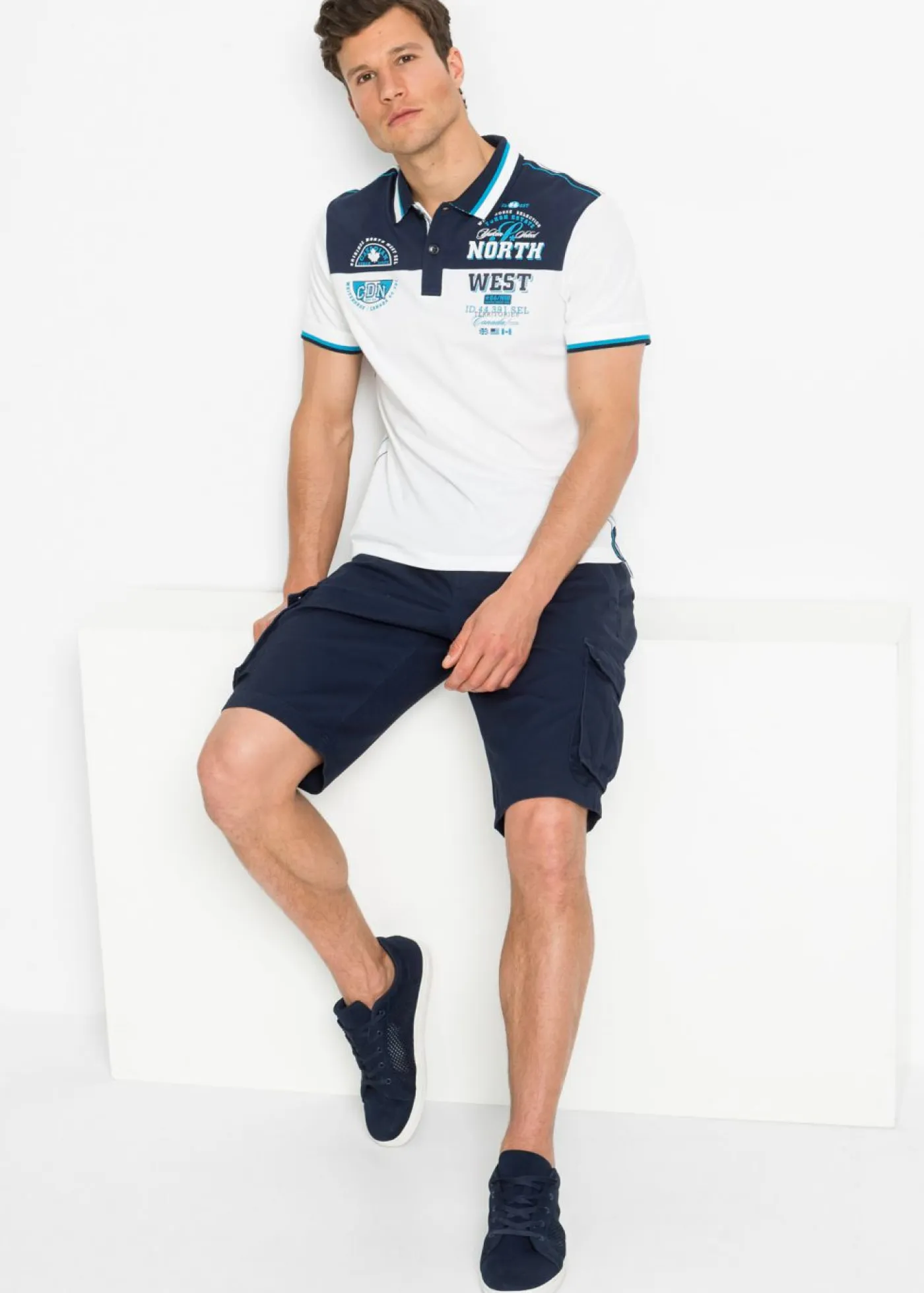 bonprix bonprix Shorts|Básicos En Rebajas>Bermudas tipo cargo de algodón puro con corte relajado Azul marino