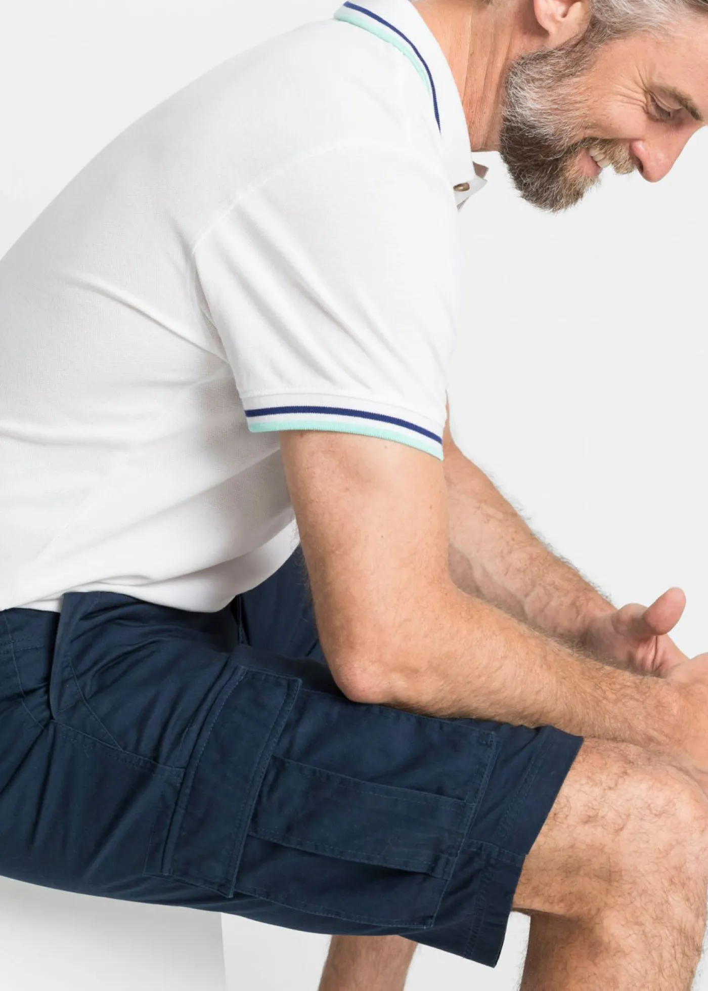 bonprix bonprix Shorts|Básicos En Rebajas>Bermudas tipo cargo de algodón puro con corte relajado Azul marino