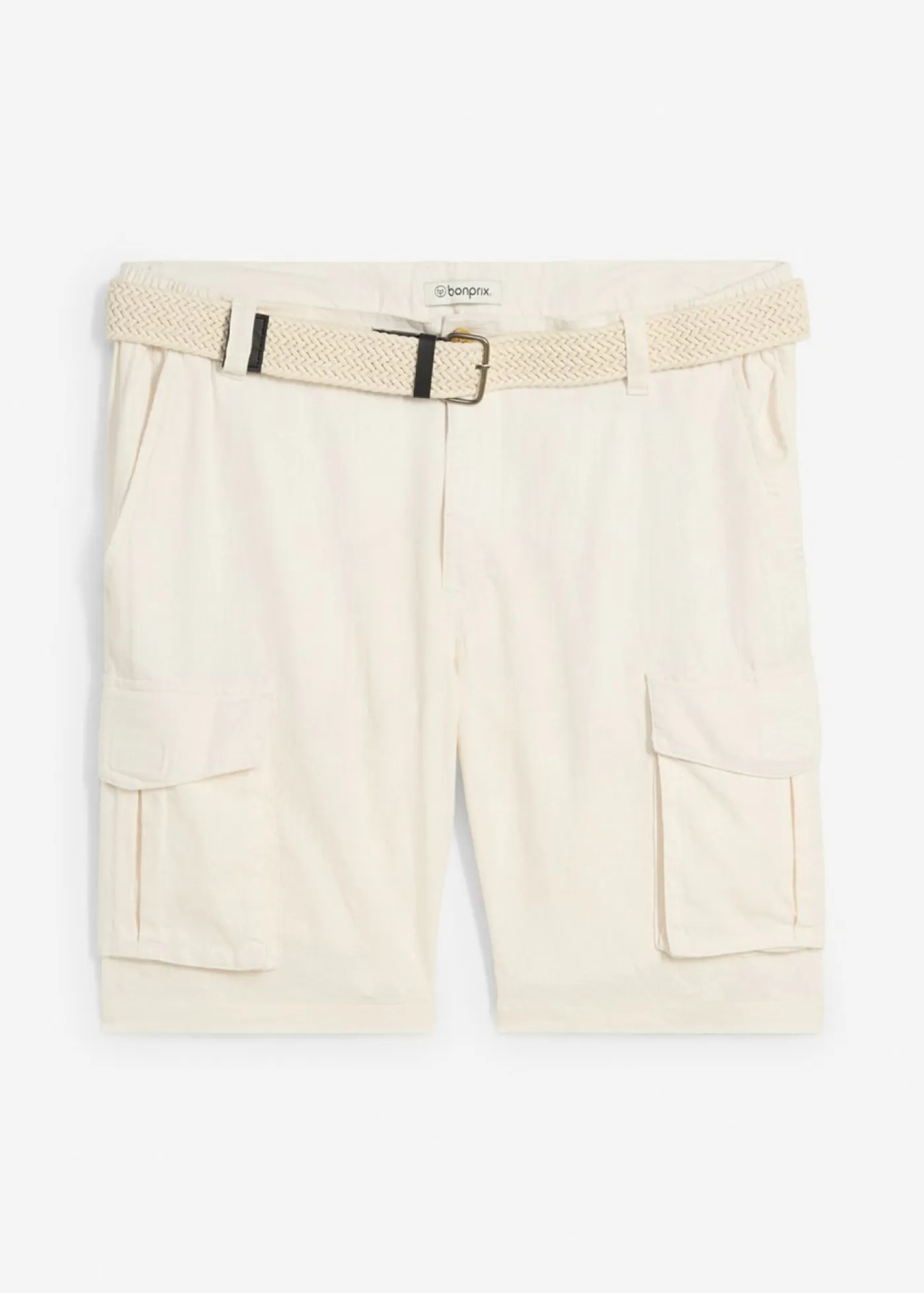 Hombre bonprix bonprix Bermudas tipo cargo de mezcla de lino con corte regular y cinturón