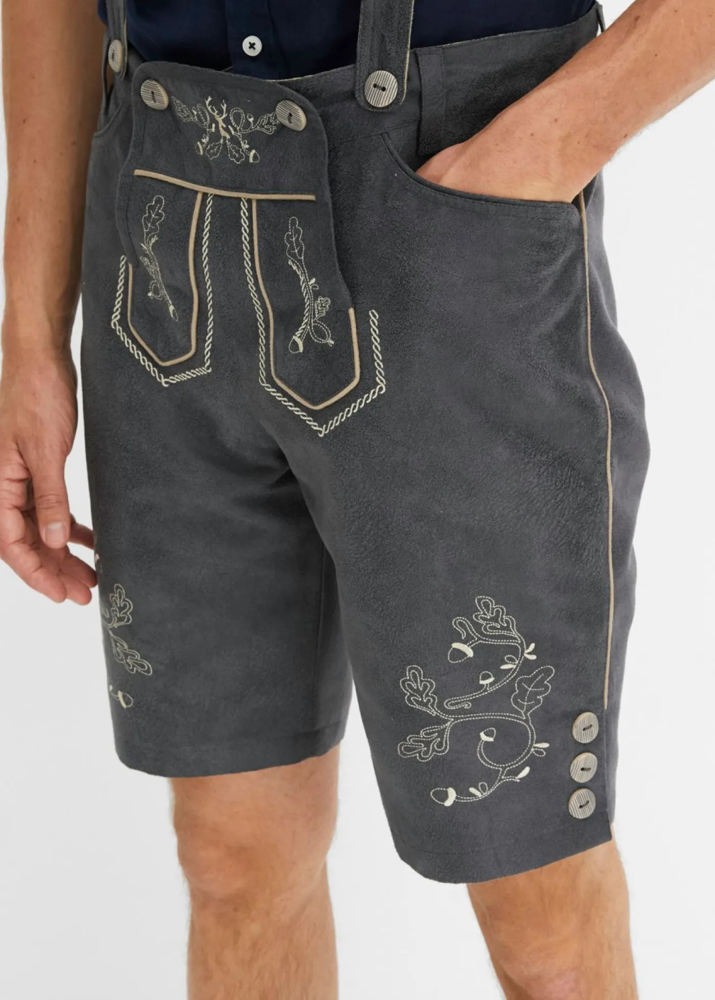 bonprix bonprix Shorts|Pantalones>Bermudas tradicionales de piel sintética antracita