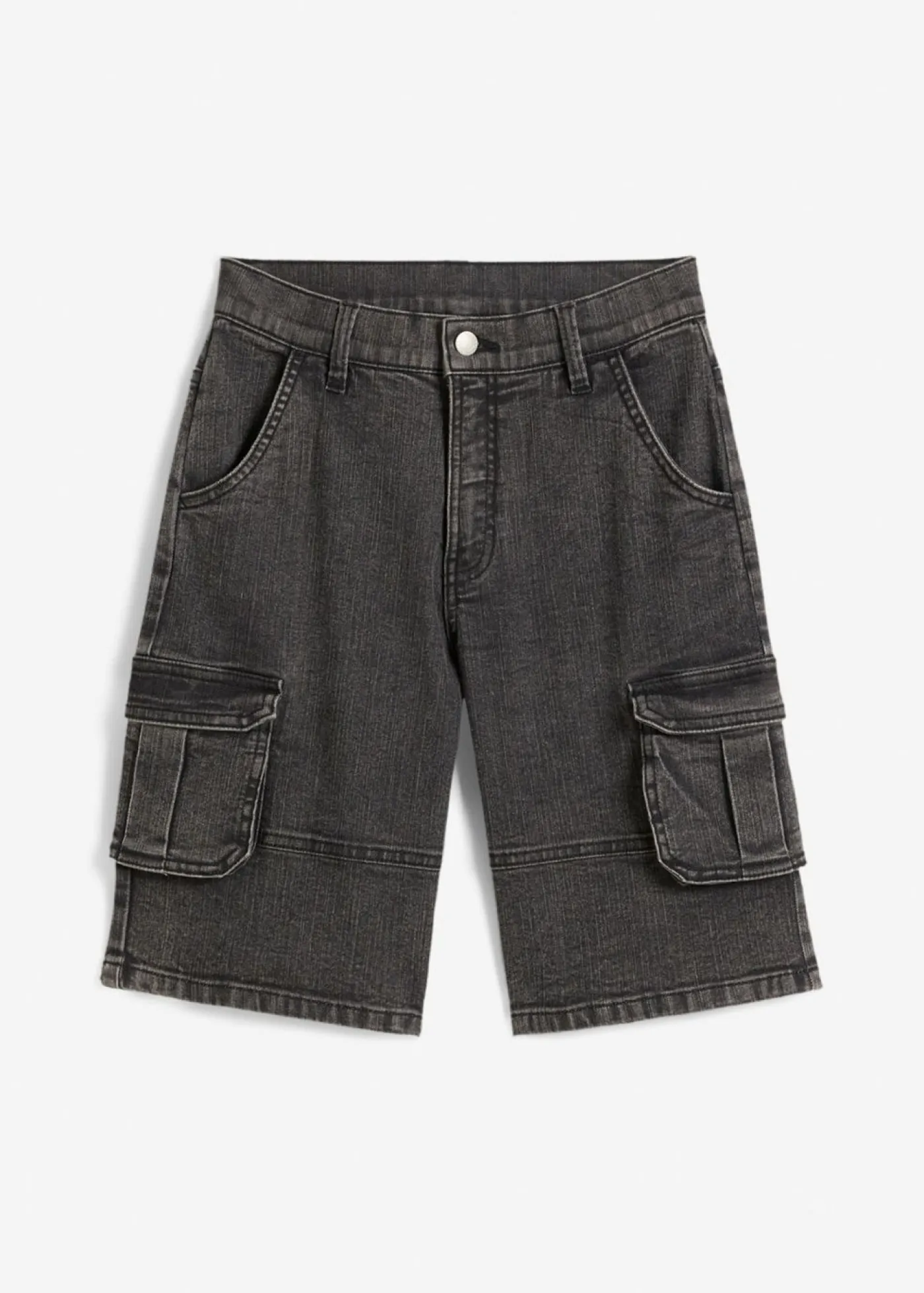 bonprix bonprix Ropa 9 A 16 Años·Jeans|Ropa 9 A 16 Años·Shorts>Bermudas vaqueras cargo con cintura ajustable, loose fit denim negro