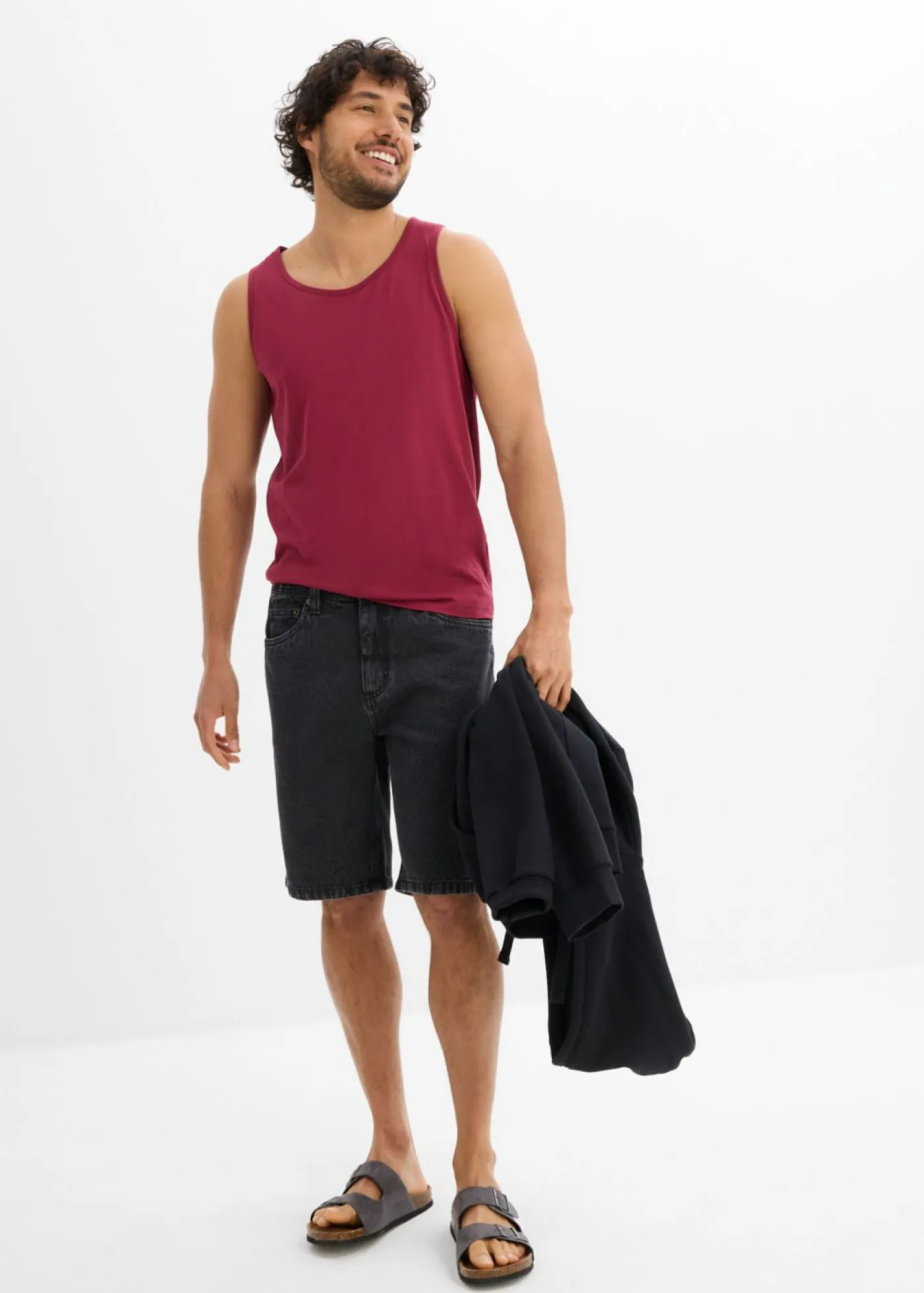 bonprix bonprix Shorts|Vaqueros>Bermudas vaqueras con cintura elástica, classic fit denim negro