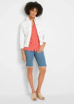 Mujer bonprix bonprix Bermudas vaqueras con dobladillo de color