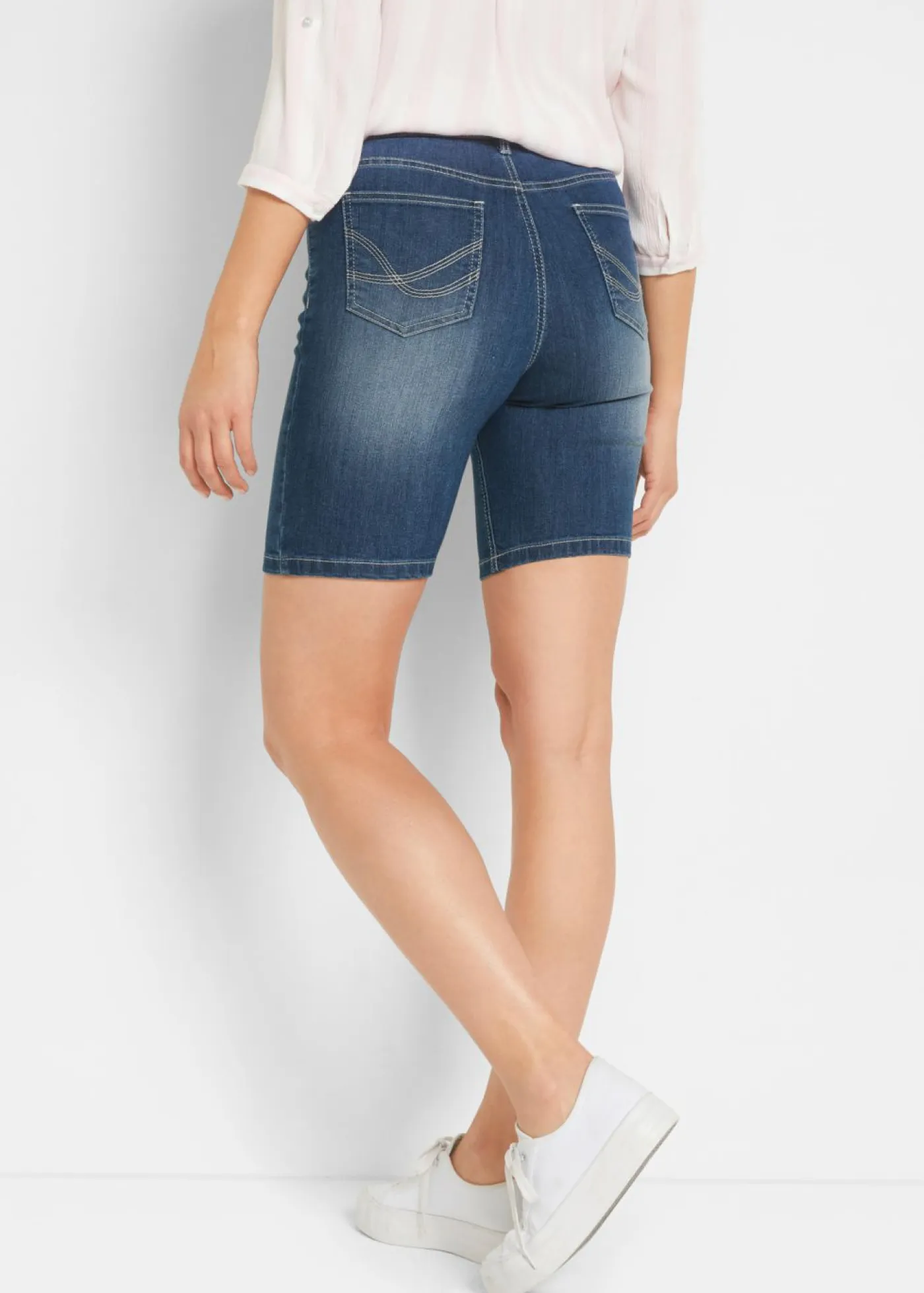 bonprix bonprix Shorts|Vaqueros>Bermudas vaqueras de talle medio Denim desgastado