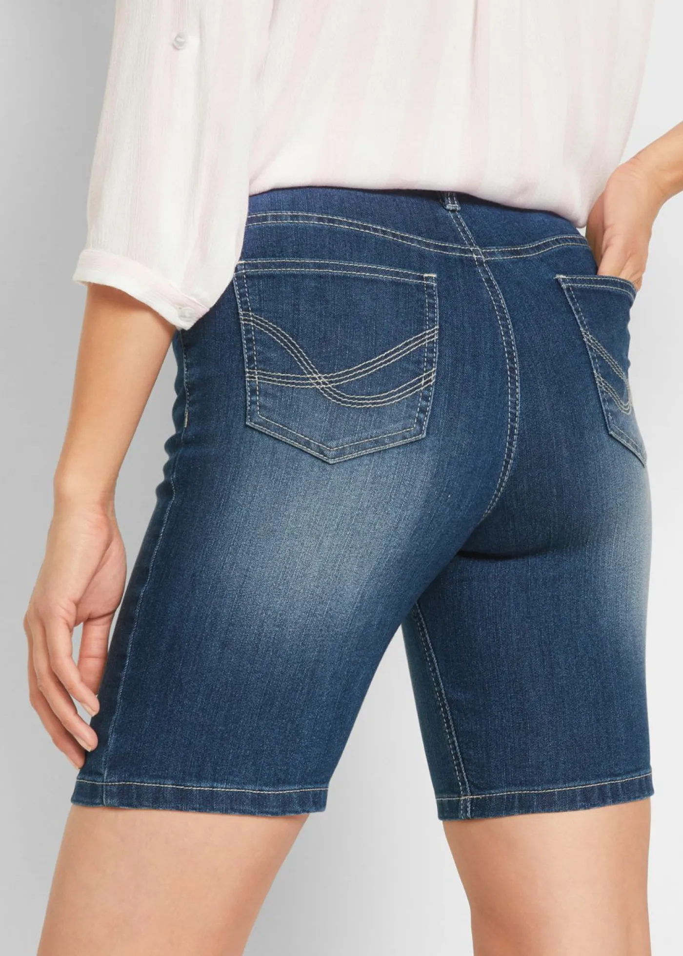 bonprix bonprix Shorts|Vaqueros>Bermudas vaqueras de talle medio Denim desgastado
