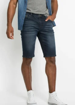 bonprix bonprix Shorts|Vaqueros>Bermudas vaqueras elásticas, slim fit denim oscuro